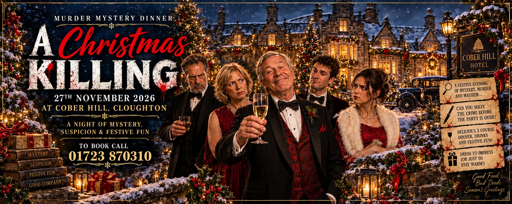 A Christmas Killing murder mystery dinner, 27 November 2026 at Cober Hill Hotel