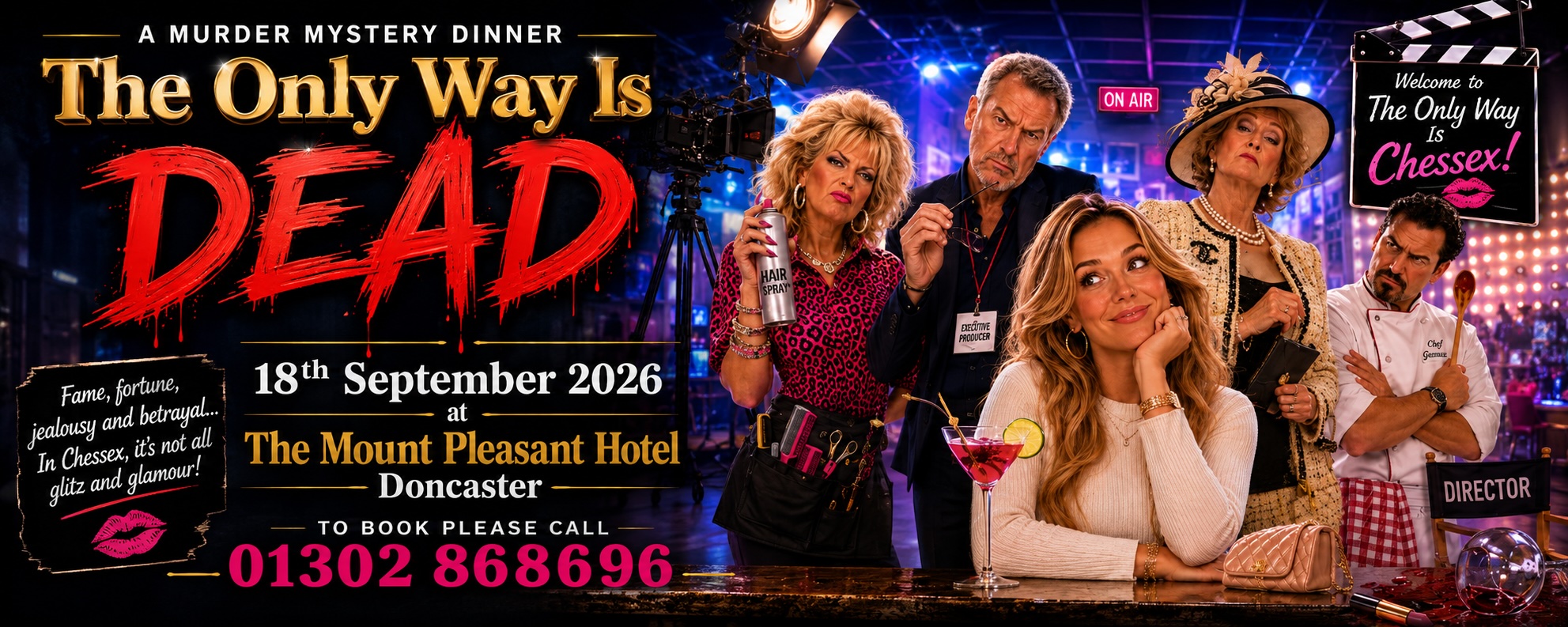 The Only Way Is Dead murder mystery dinner, 18 September 2026 at The Mount Pleasant Hotel Doncaster